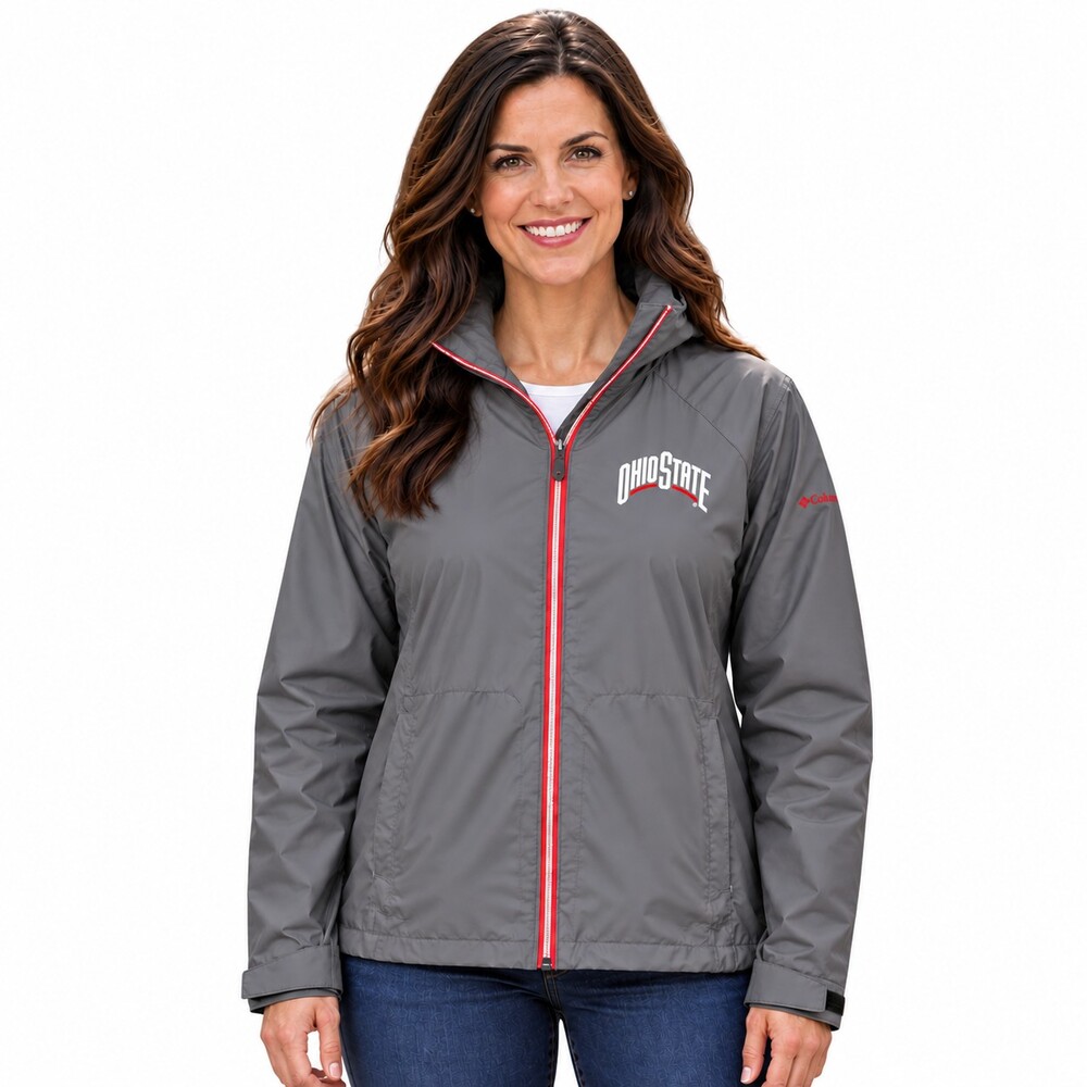 Columbia Women's Ohio State University Buckeyes Waterproof Hooded Jacket XL Gray